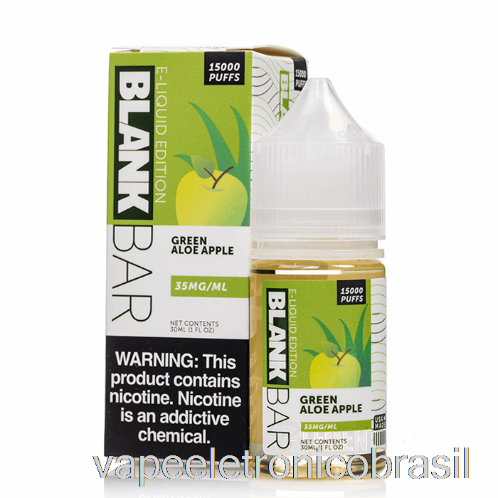 Vape Eletrônico Verde Aloe Maçã - Sais Em Barra Em Branco - 30ml 35mg